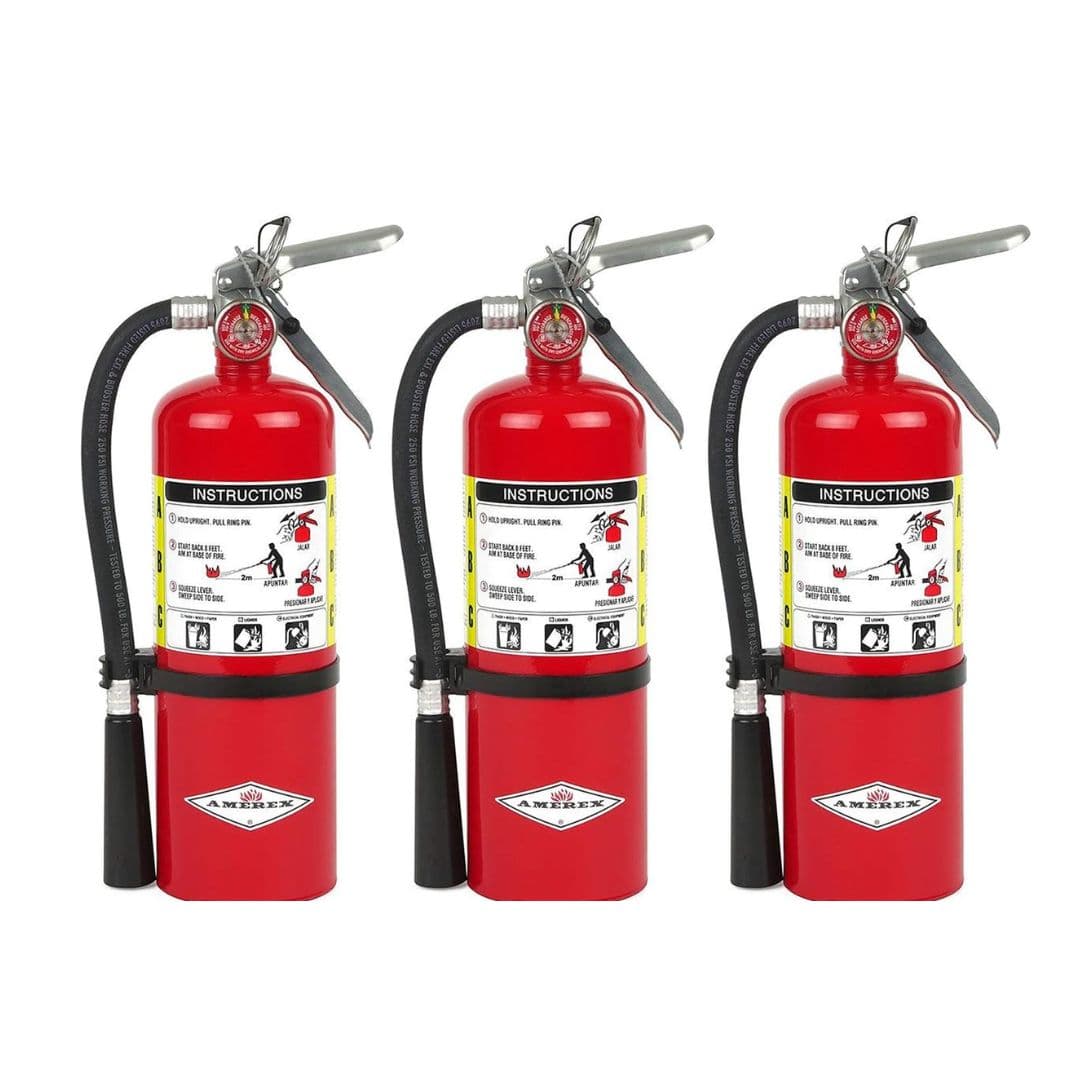 Amerex B500X | 5 lb ABC | Dry Chemical Fire Extinguisher with Wall Bracket | 3 Pack - 3A 10B:C