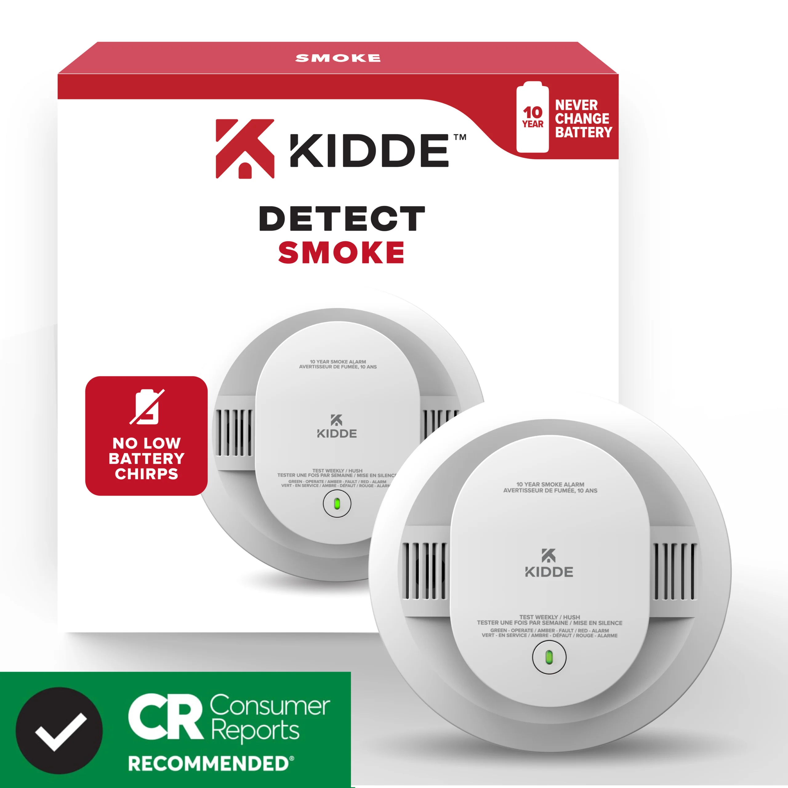 Kidde DETECT - Battery Operated Photoelectric Smoke Alarm w/10 Year Sealed Battery (20SD10-CA)